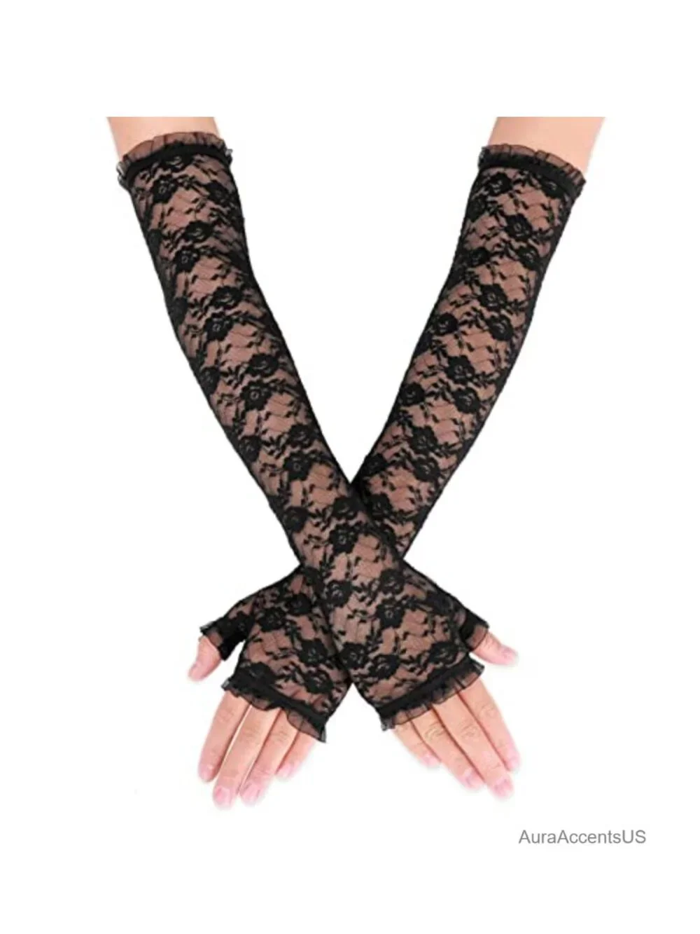 Women's Lace Fingerless Gloves Bridal Elbow Length Floral Opera Tea Party